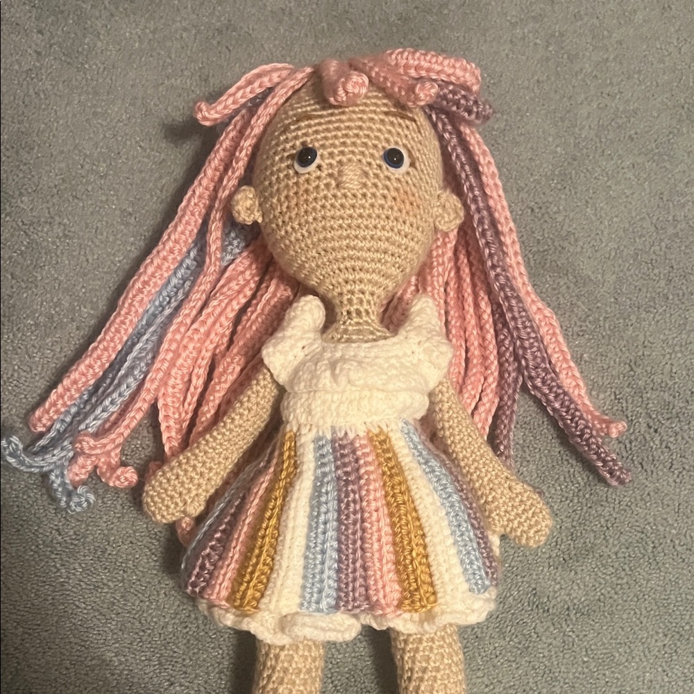 Amigurumi Crochet Doll with Multicolor Dress
